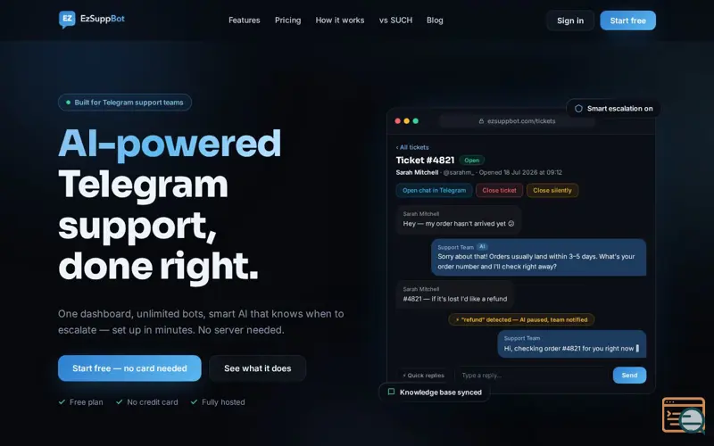 Screenshot of EZSuppBot