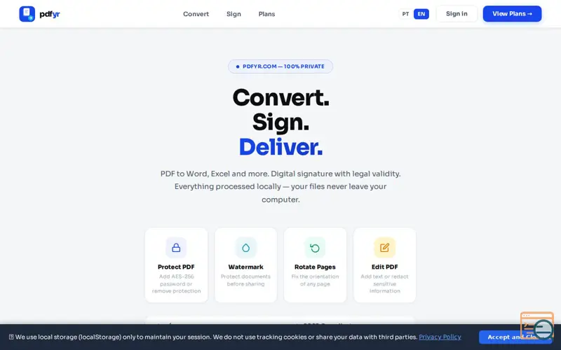Screenshot of PDFYR