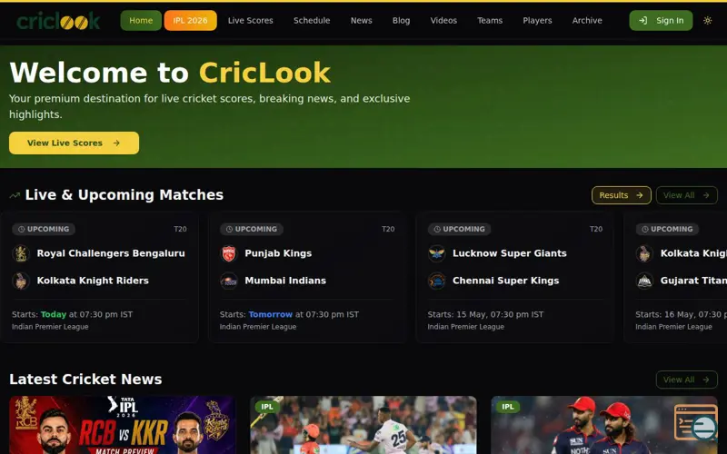 Screenshot of CricLook