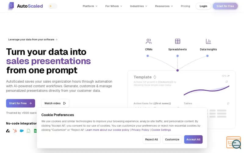 Screenshot of AutoScaled, a launch using Tidio