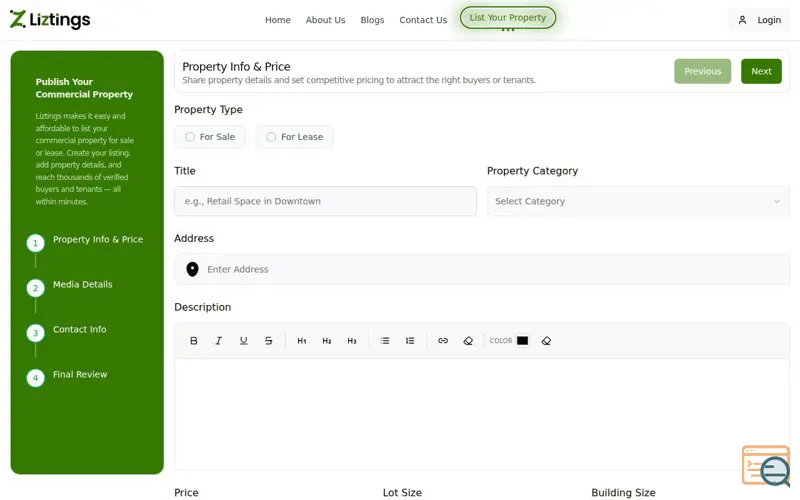 Screenshot of Liztings