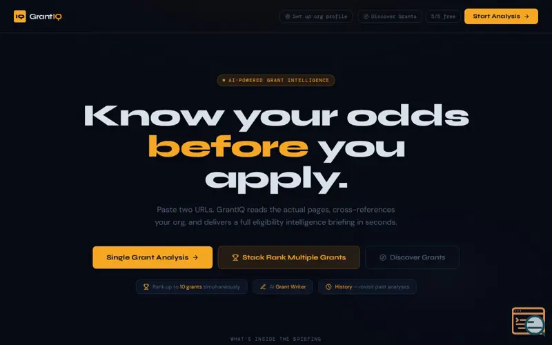 Screenshot of GrantIQ