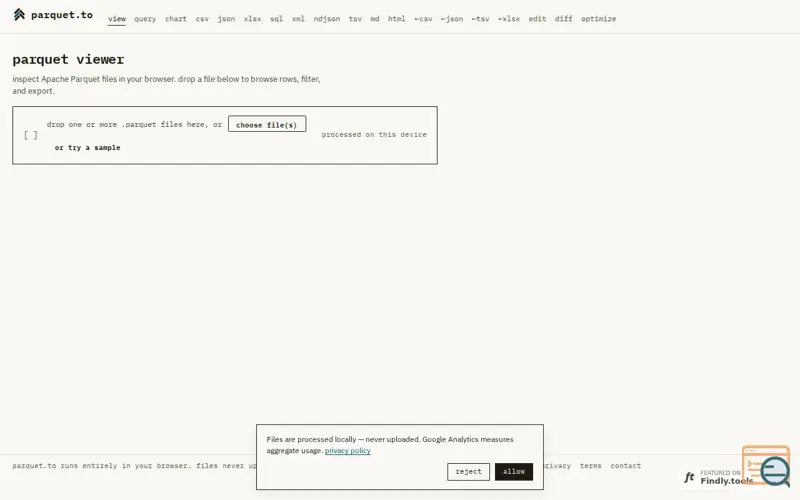 Screenshot of Parquet Viewer Online