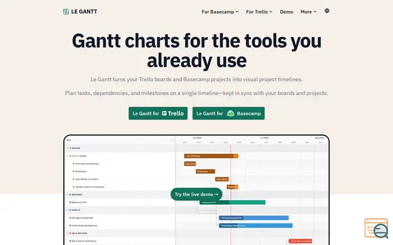 Screenshot of Le Gantt, a launch using Launched
