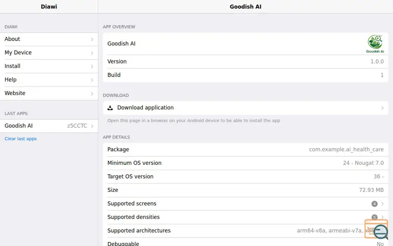 Screenshot of Goodish AI