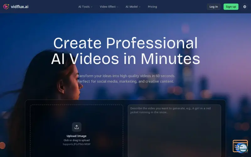 Screenshot of vidflux ai