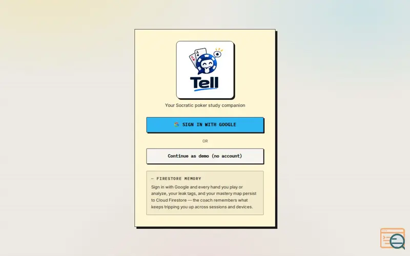 Screenshot of Tell, a launch using Firebase Hosting