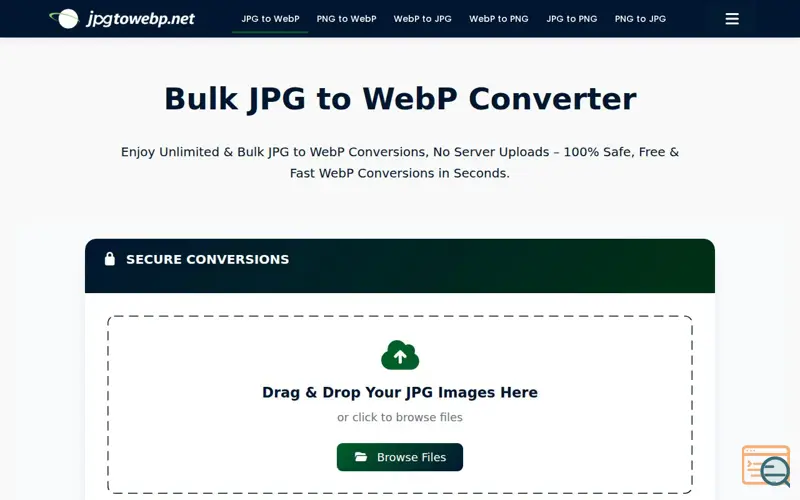 Screenshot of JPGtoWEBP.net