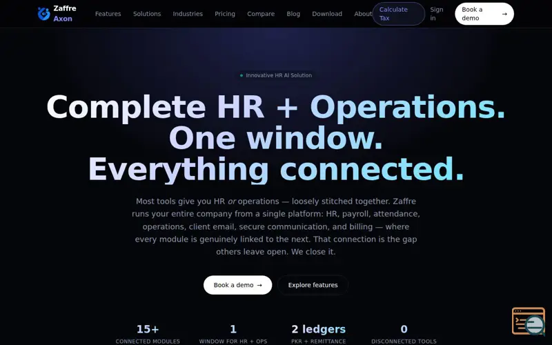 Screenshot of Zaffre Axon — All-in-One HR & ERP