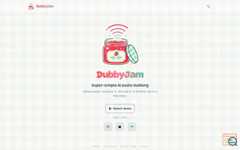 Screenshot of DubbyJam — AI audio dubbing