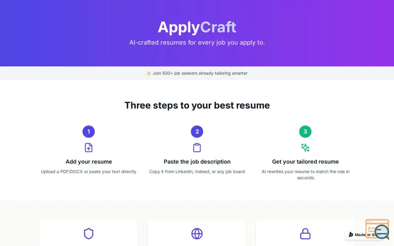 Screenshot of ApplyCraft