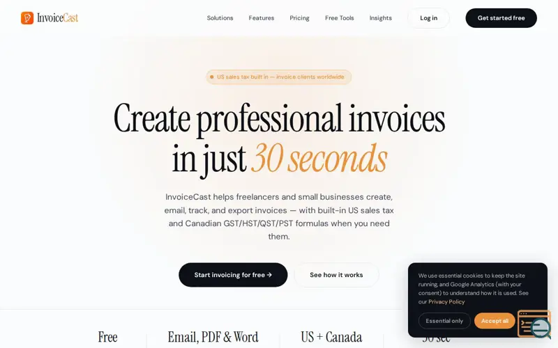 Screenshot of InvoiceCast