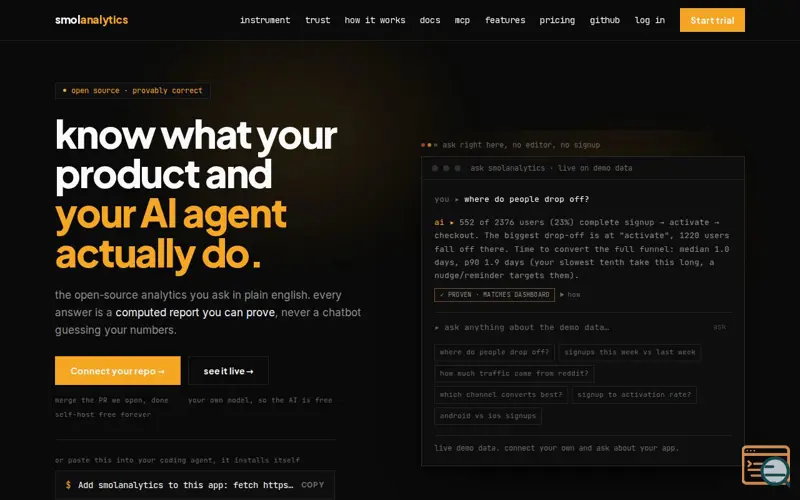 Screenshot of smolanalytics