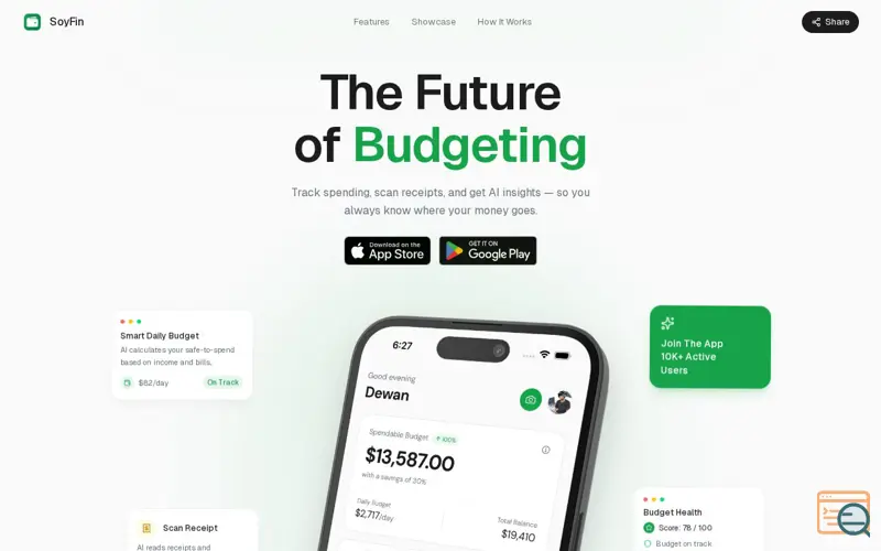 Screenshot of SoyFin