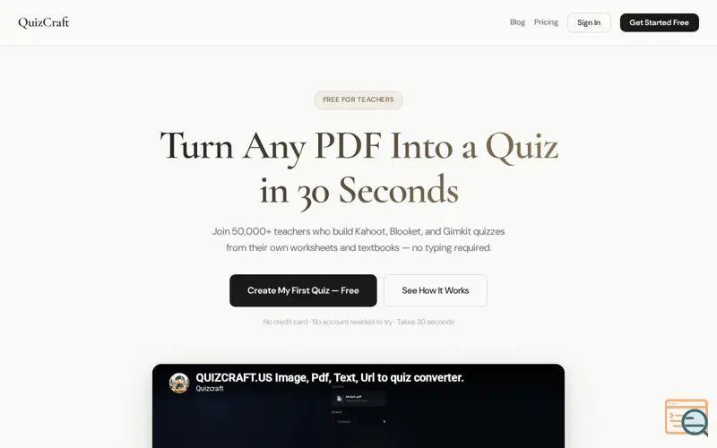 Screenshot of QuizCraft