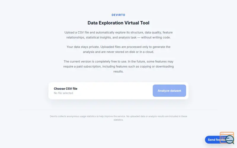 Screenshot of Devirto: Data Exploration Virtual Tool
