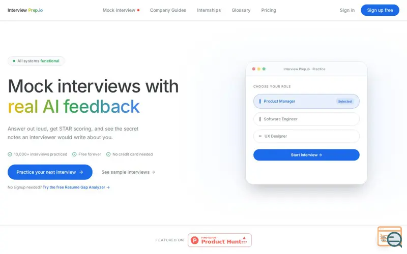Screenshot of Interview Prep.io