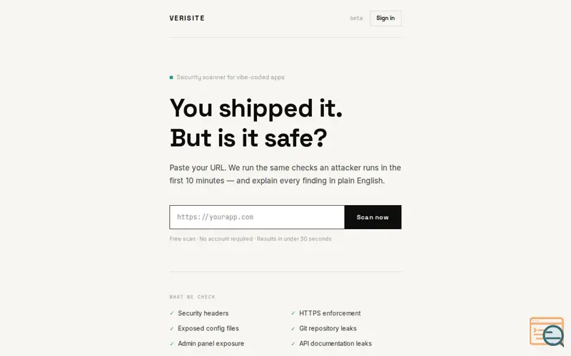 Screenshot of Verisite