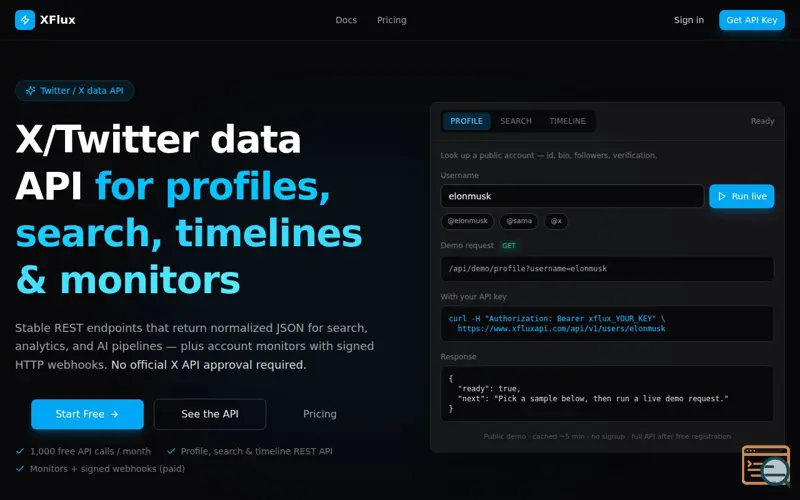 Screenshot of XFlux