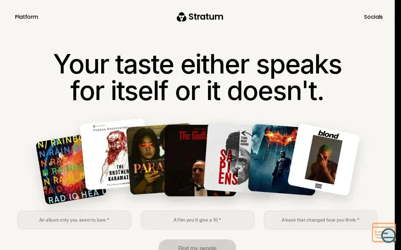 Screenshot of Stratum — Taste finds its own