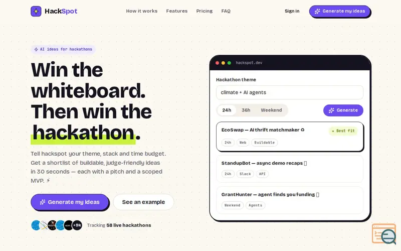 Screenshot of Hackspot.dev