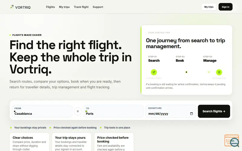Screenshot of Vortriq — Flight Decision Intelligence