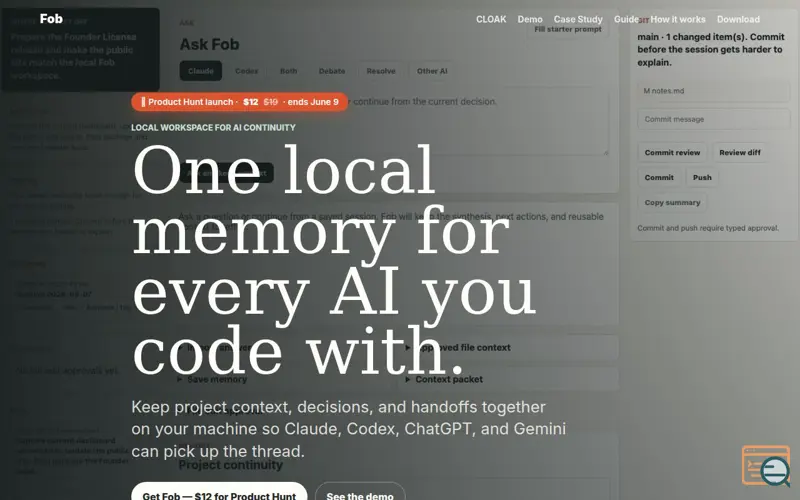 Screenshot of Fob: Local AI continuity layer