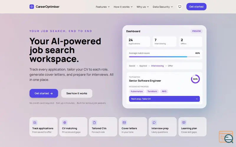Screenshot of CareerOptimiser