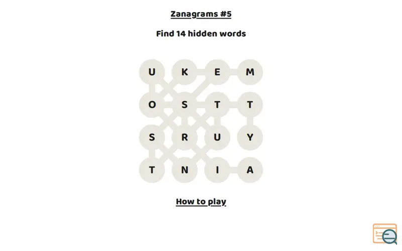 Screenshot of Zanagrams