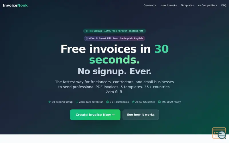 Screenshot of InvoiceNook