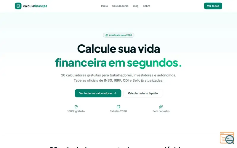 Screenshot of Calcula Finanças