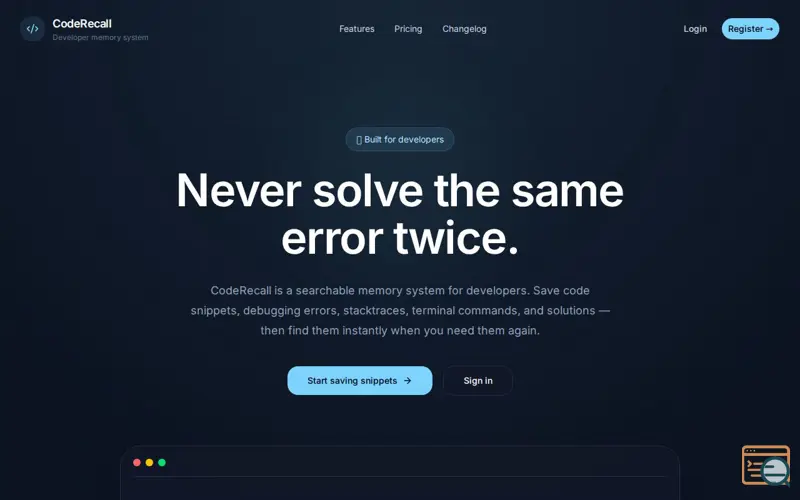 Screenshot of CodeRecall
