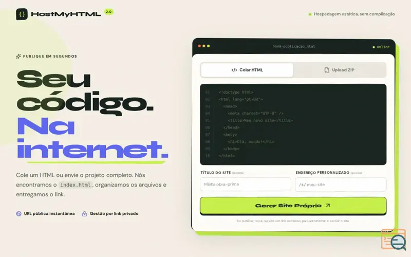 Screenshot of HostMyHTML —