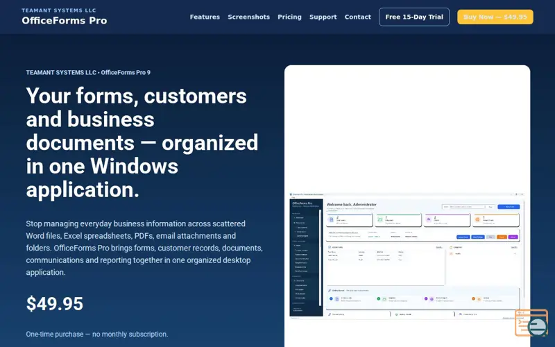 Screenshot of OfficeForms Pro