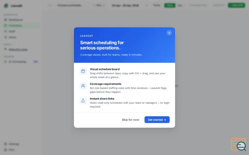 Screenshot of LeaveAt
