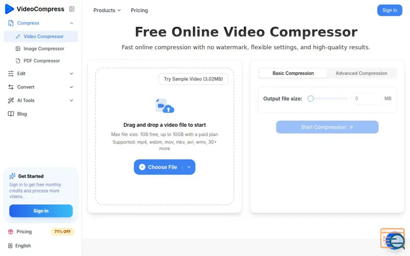Screenshot of VideoCompress