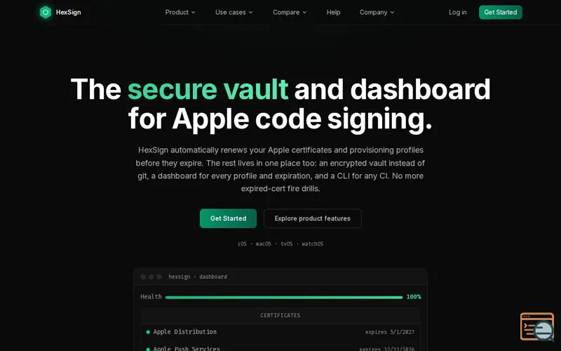 Screenshot of HexSign, a launch using Iconify