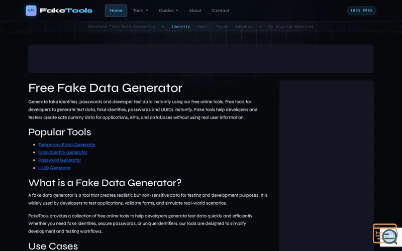 Screenshot of FakeTools