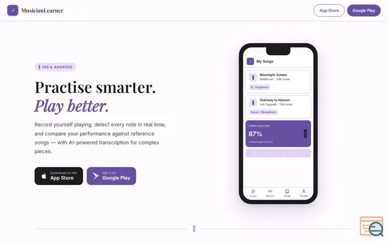 Screenshot of MusicianLearner