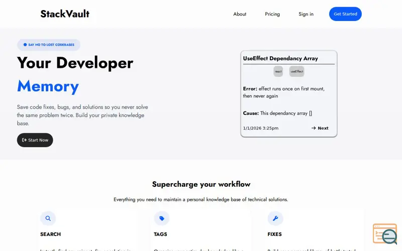 Screenshot of StackVault