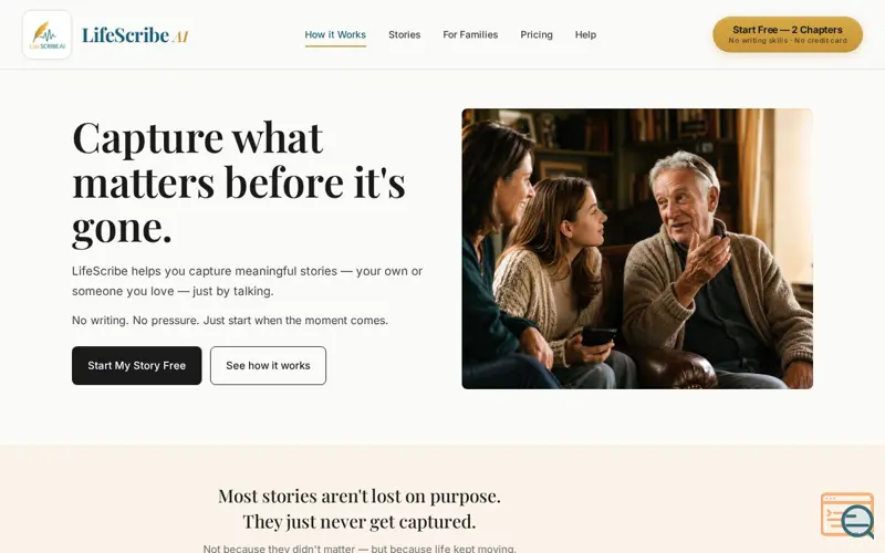 Screenshot of LifeScribe AI