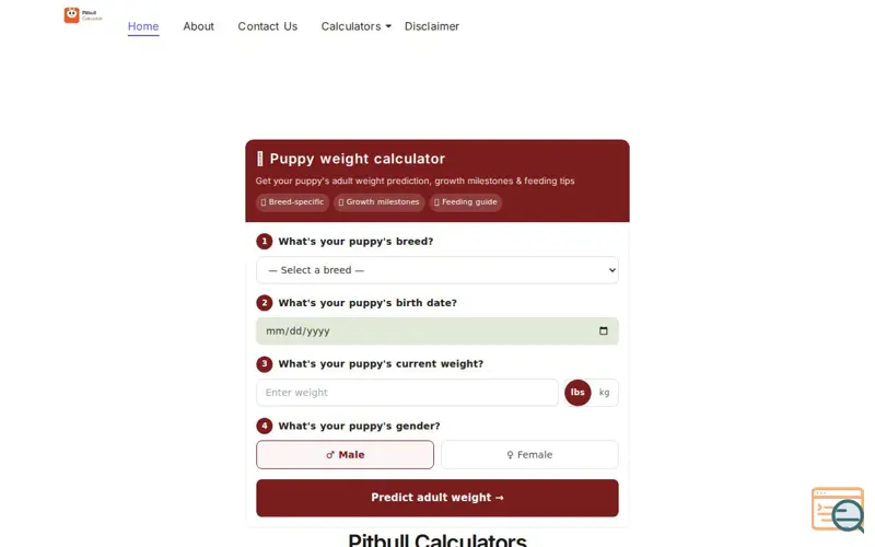 Screenshot of Pitbull  Calculator