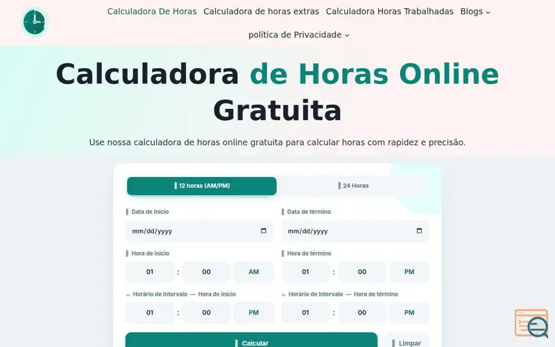Screenshot of calculadora de horas