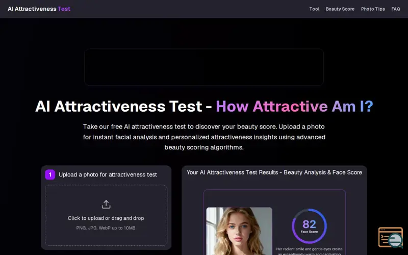 Screenshot of AI Attractiveness Test