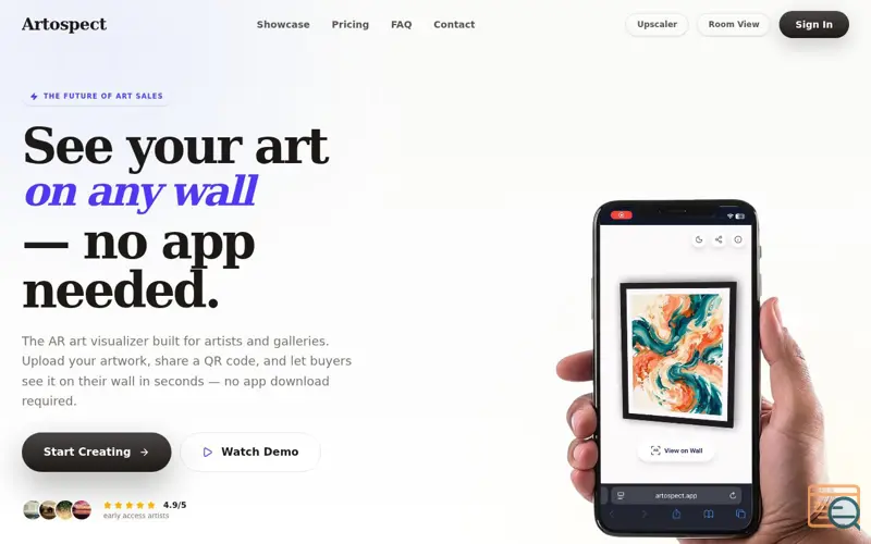 Screenshot of Artospect, a launch using Lorem Picsum