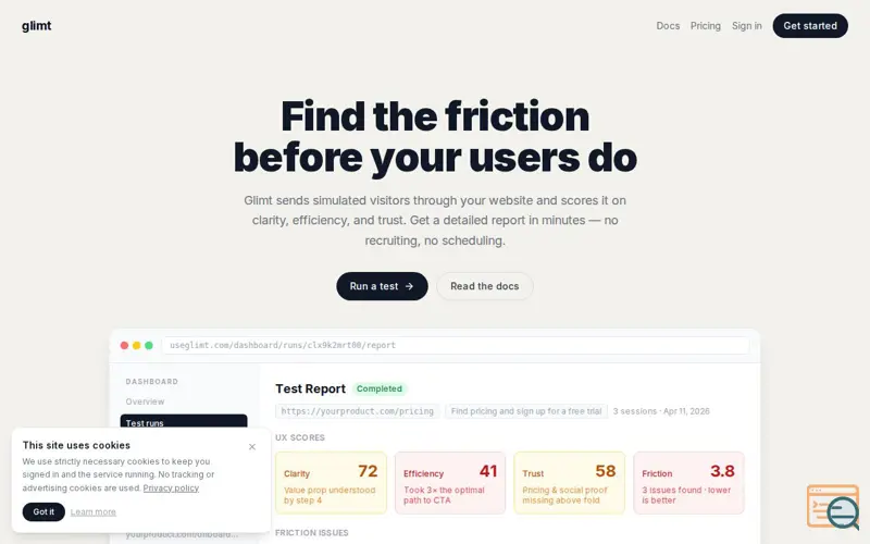 Screenshot of Glimt