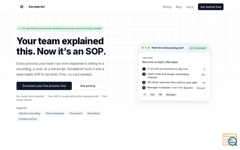 Screenshot of Sendabrief