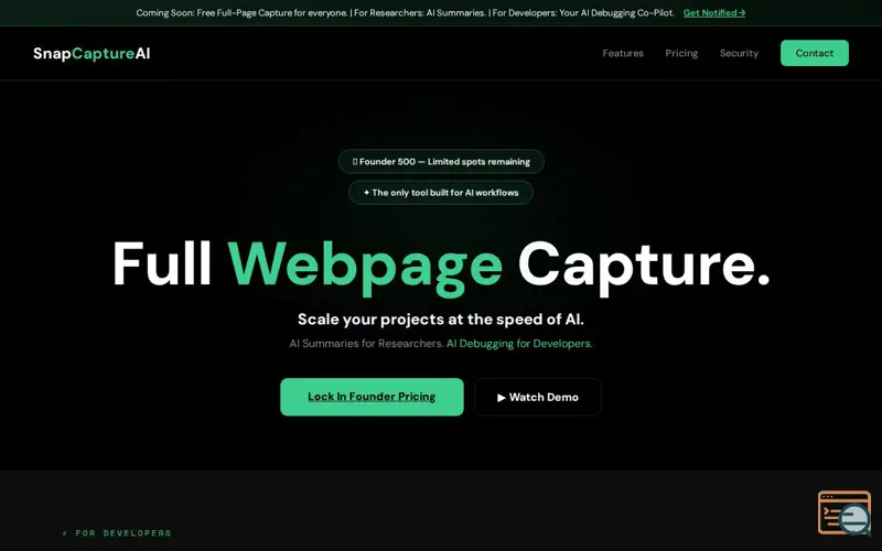Screenshot of Snapcapture AI — AI Debugging Copilot