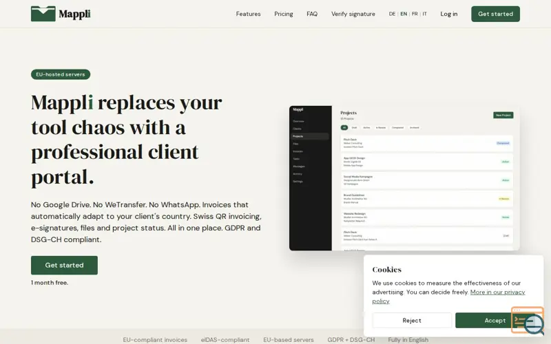Screenshot of Mappli, a launch using Infomaniak DNS