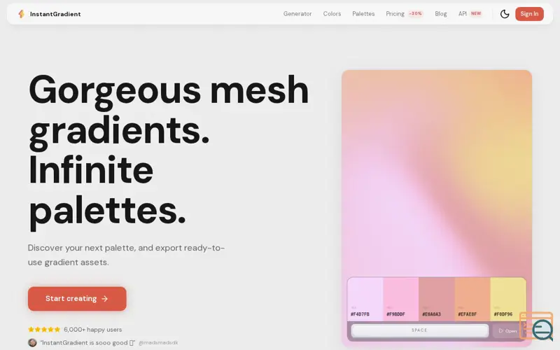 Screenshot of InstantGradient